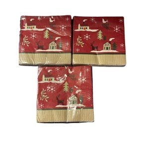 Lot of 3 Design Focus Christmas Beverage Napkins 16 each package  NEW
